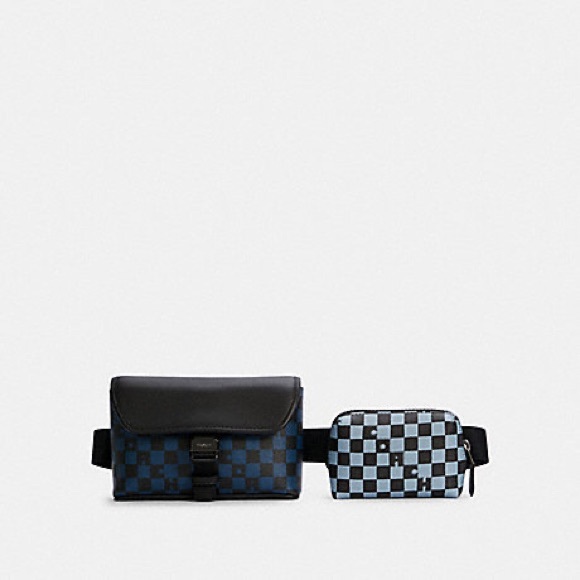 RIDER DOUBLE BELT BAG WITH CHECKER PRINT - Picture 2 of 5